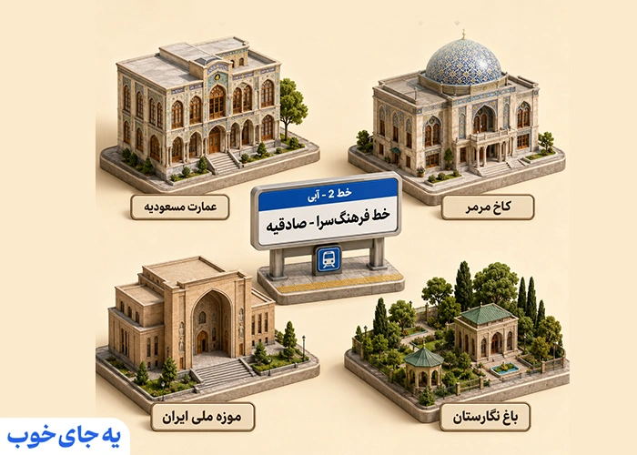 جاهای دیدنی خط ۲ مترو تهران